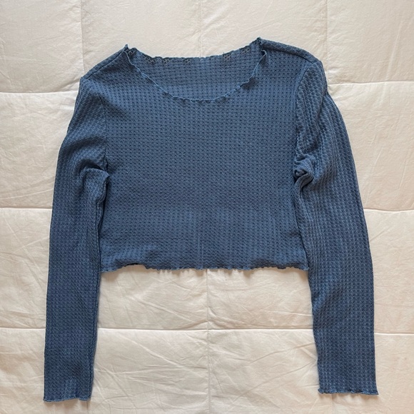 Electric Blue Cropped Long-Sleeve - Picture 1 of 1